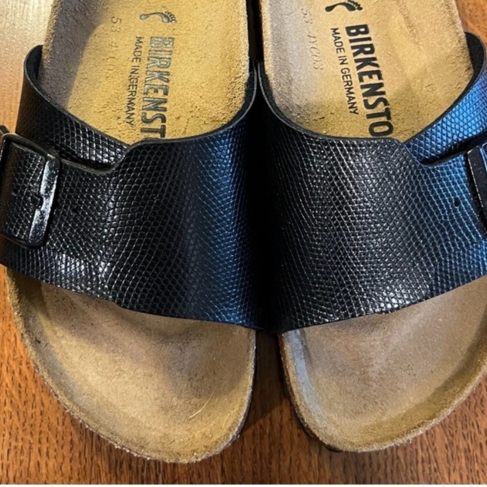 New Birkenstock Black Catalina Lizard Slides size 39